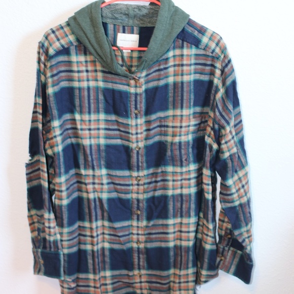 Tops | Ae Oversized Plaid Hoodie | Poshmark